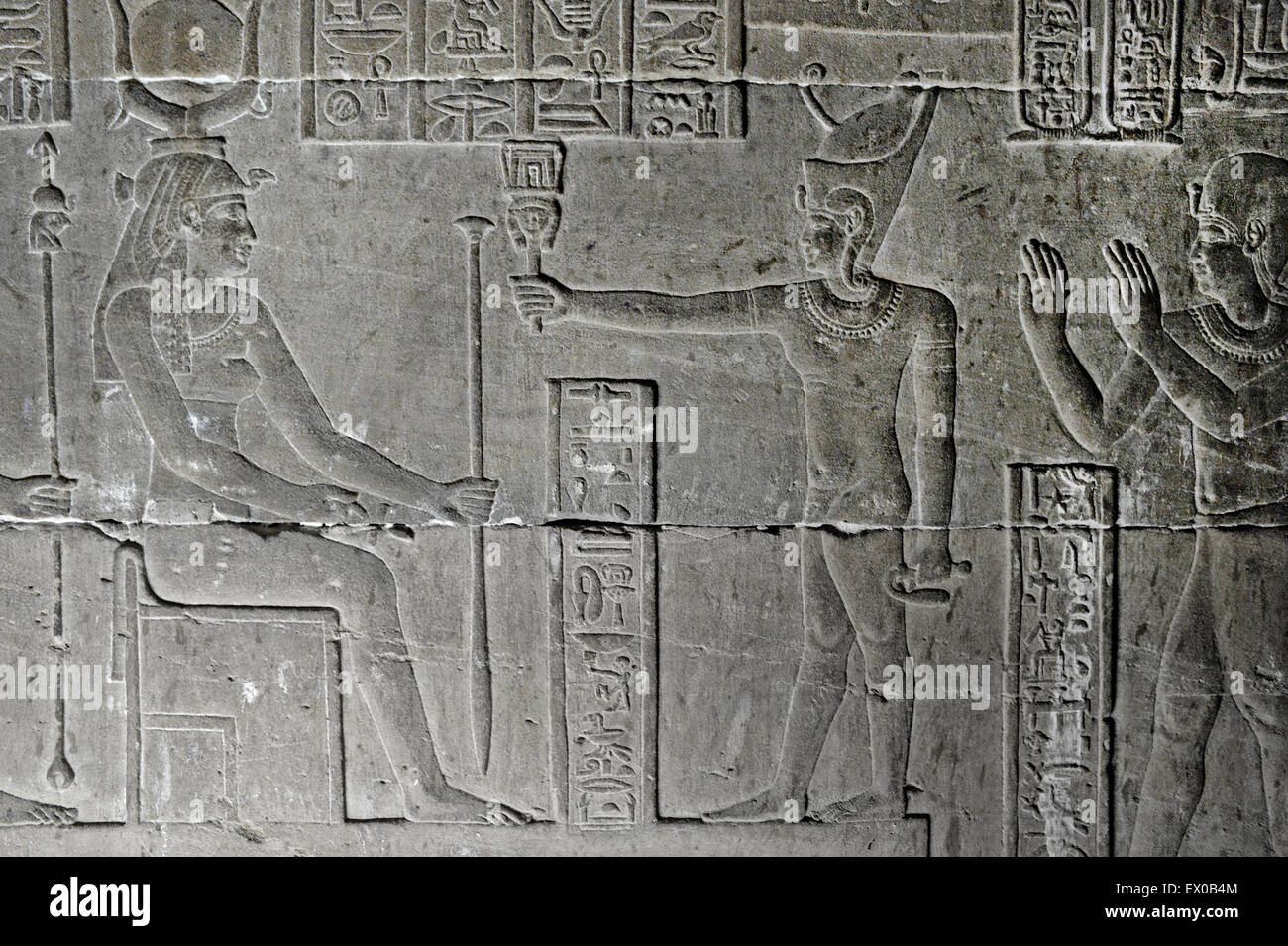 Dendera Egypt, temple dedicated to the goddess Hathor. View of various ...
