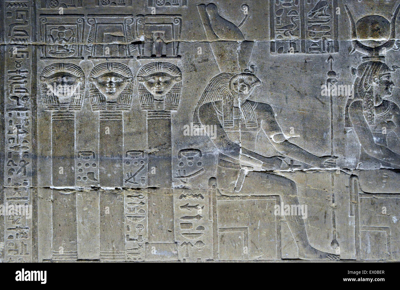 Dendera Egypt, temple dedicated to the goddess Hathor. View of various ...