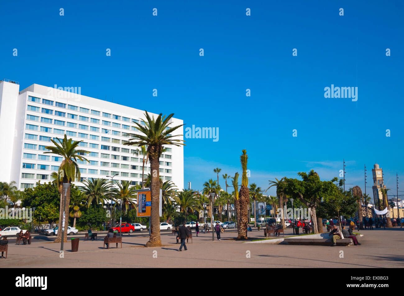 Place des Nations Unies, ville nouvelle, Casablanca, Atlantic coast, Morocco, northern Africa Stock Photo