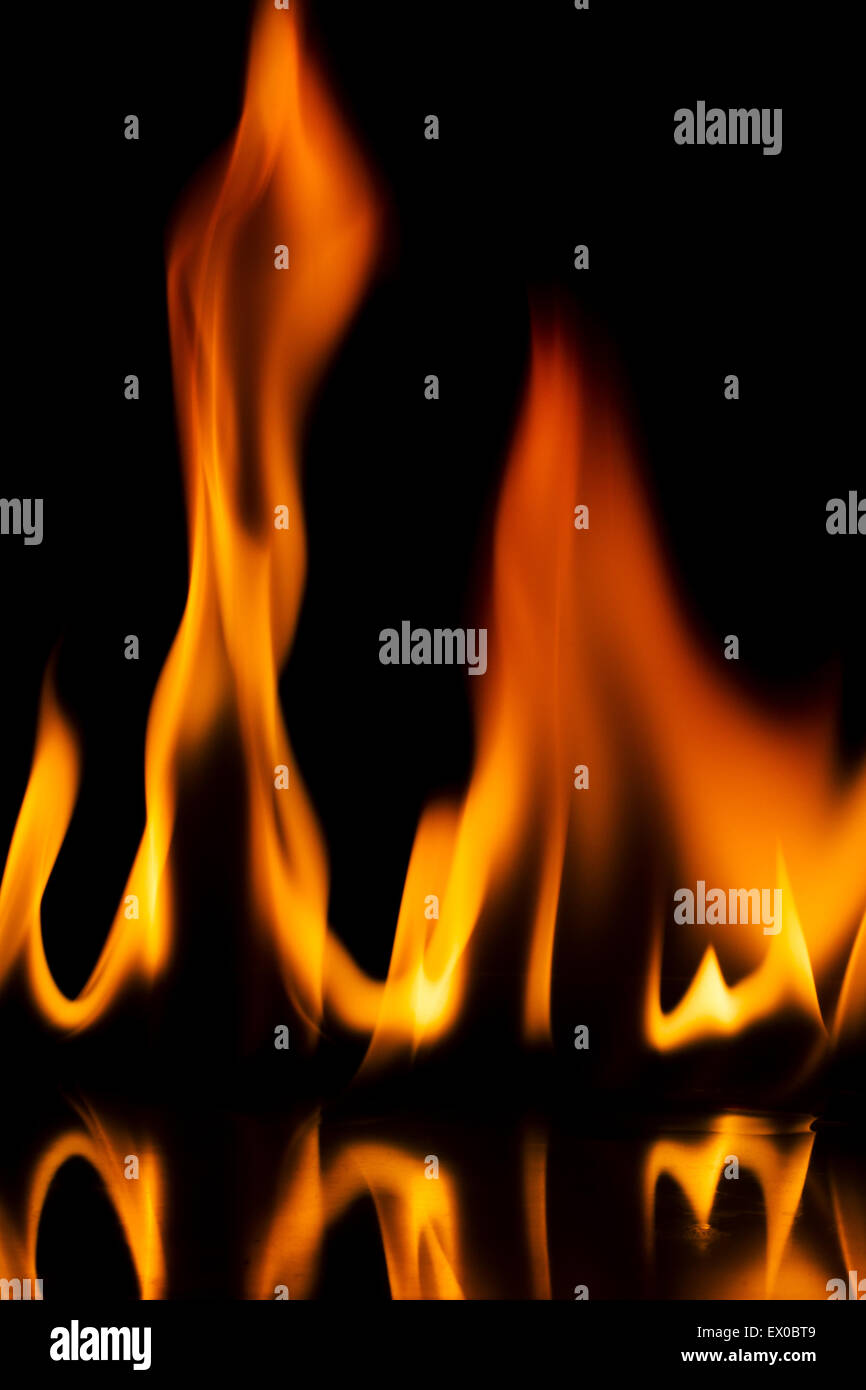 Fire flames isolated on black background Stock Photo - Alamy