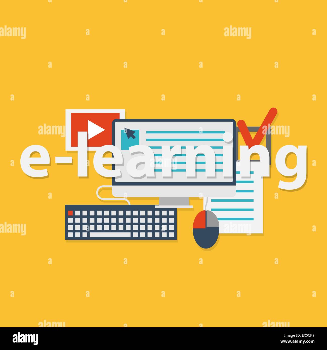 vector flat design illustration concept for online education Stock ...