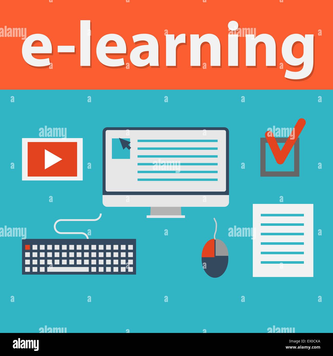 vector flat design illustration concept for online education Stock ...