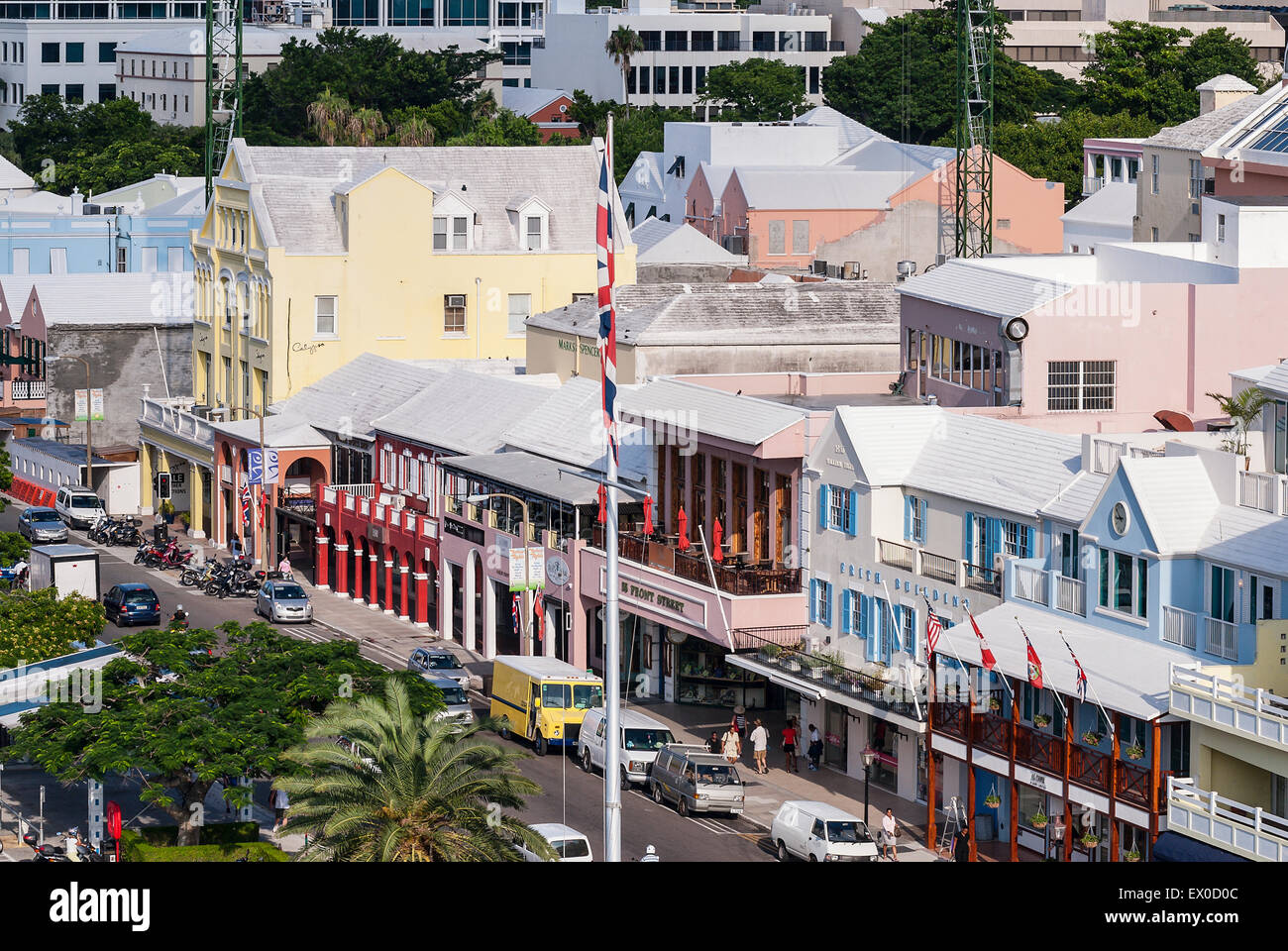Shops along Front Street, Hamilton, Bermuda Stock Photo