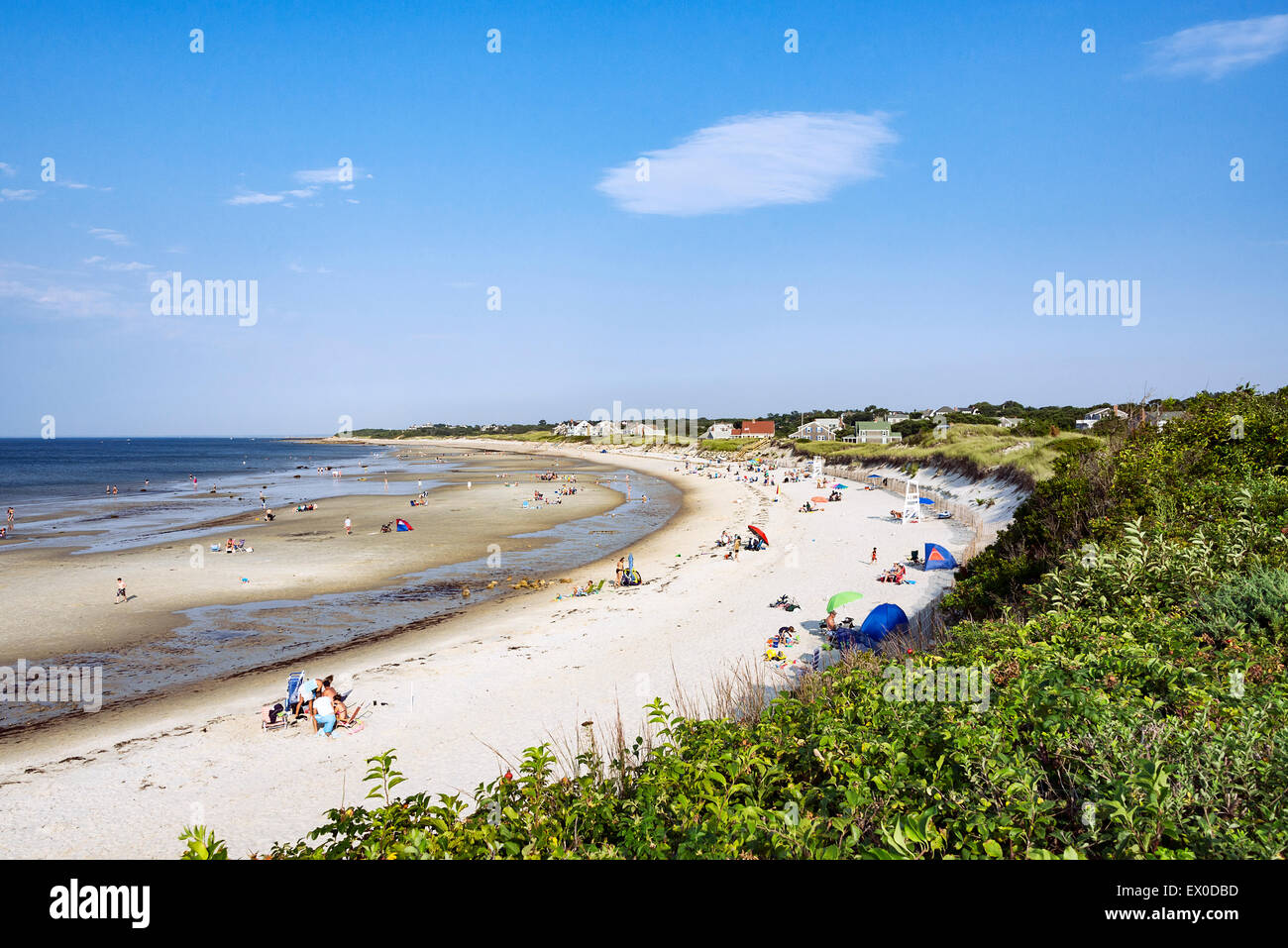 Vacationers at Corporation Beach, Dennis, Cape Cod, Massachusetts, USA Stock Photo