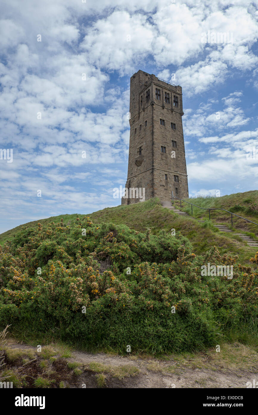 The Jubilee or Victoria Tower at Castle Hill, Almondbury, Huddersfield, West Yorkshire, UK Stock Photo