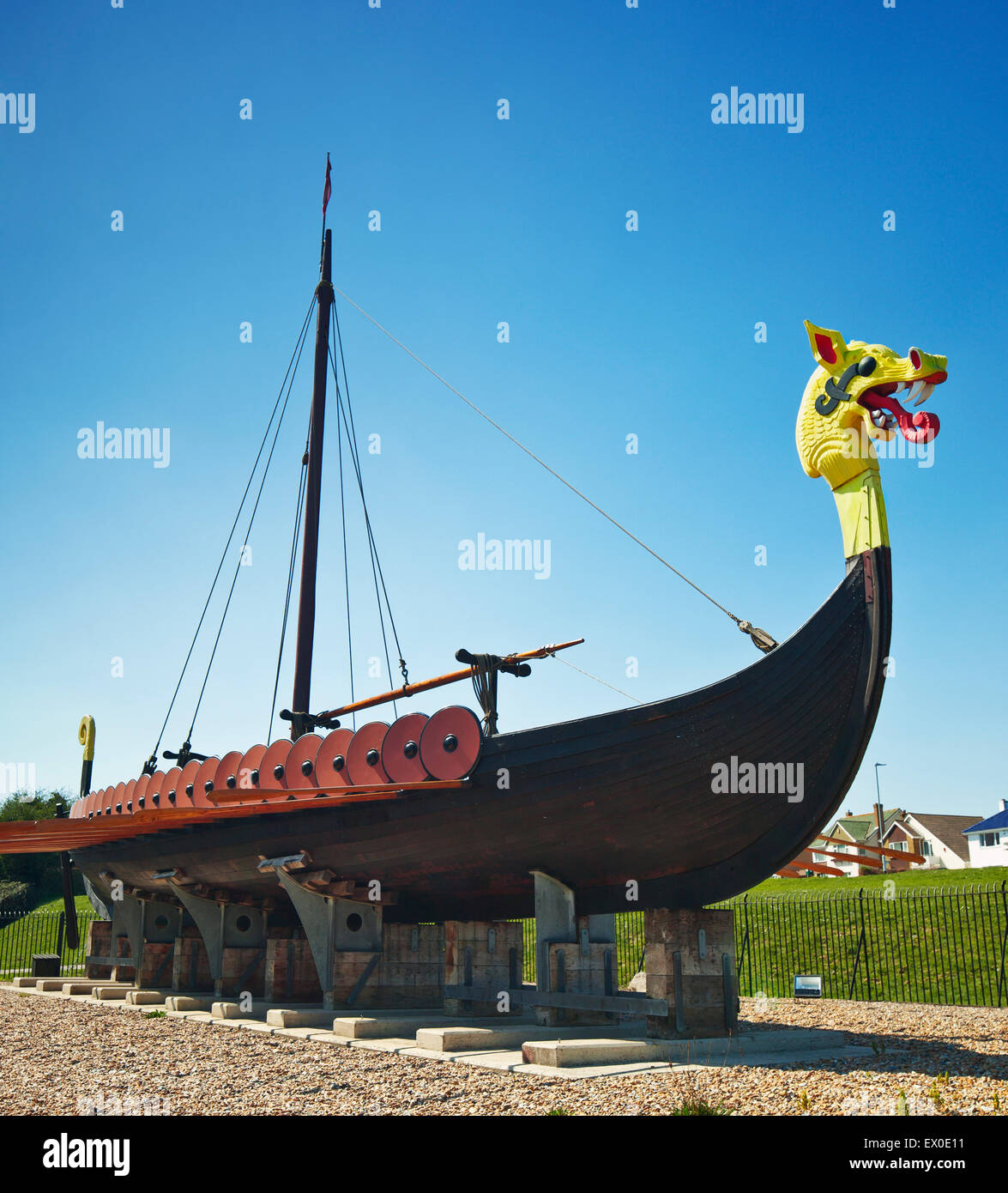 Cliffsend replica Viking ship the Hugin. Stock Photo