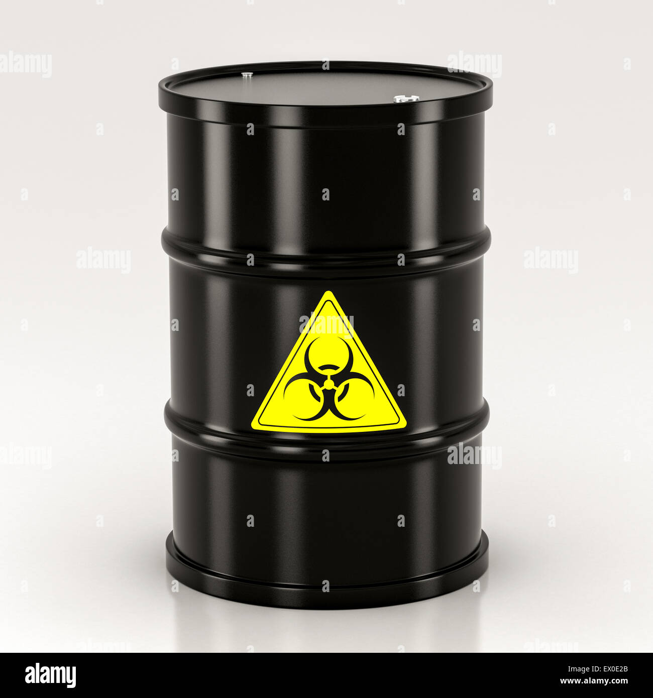 black biohazard barrel on a white background Stock Photo