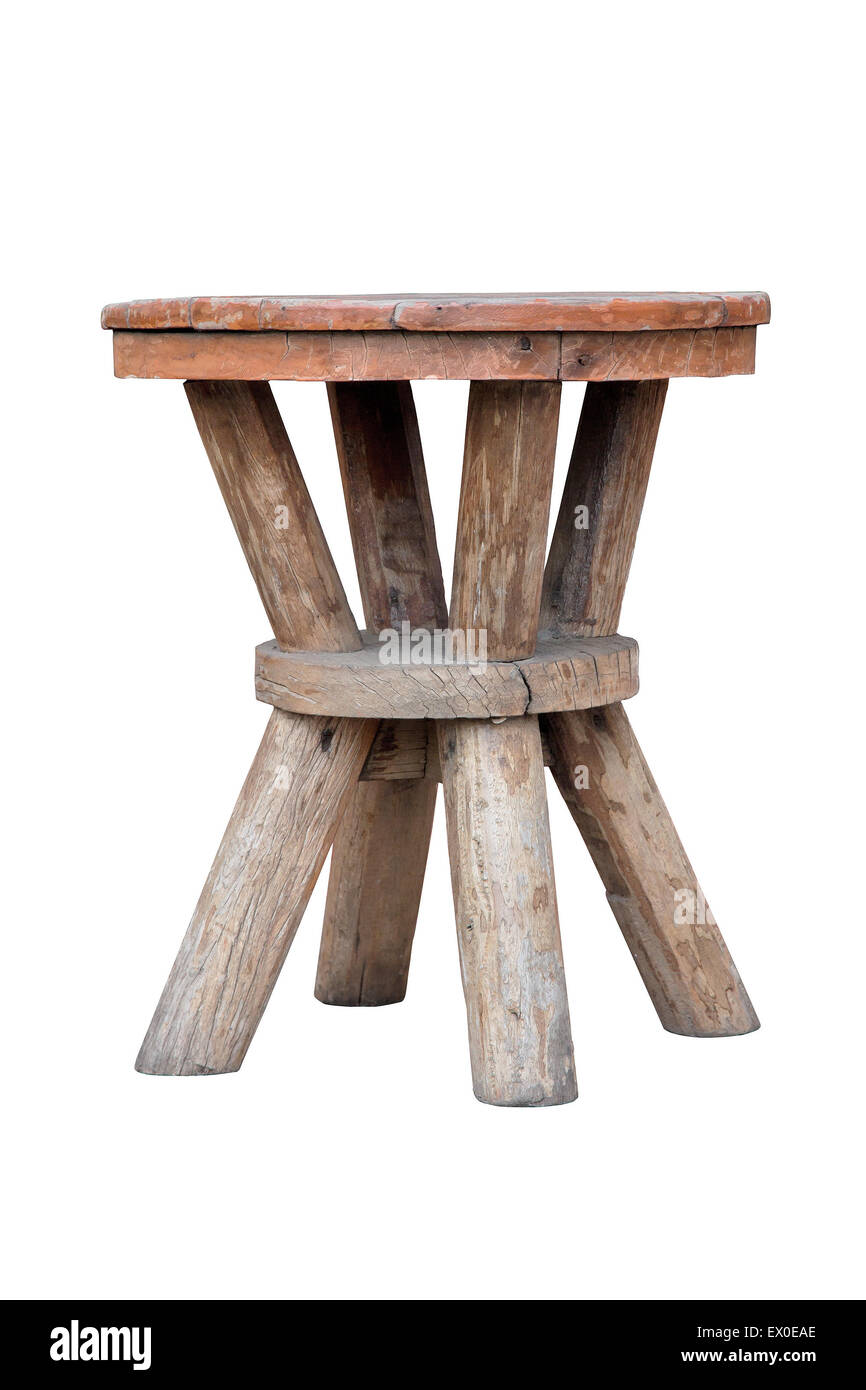 Old wooden stool Stock Photo Alamy