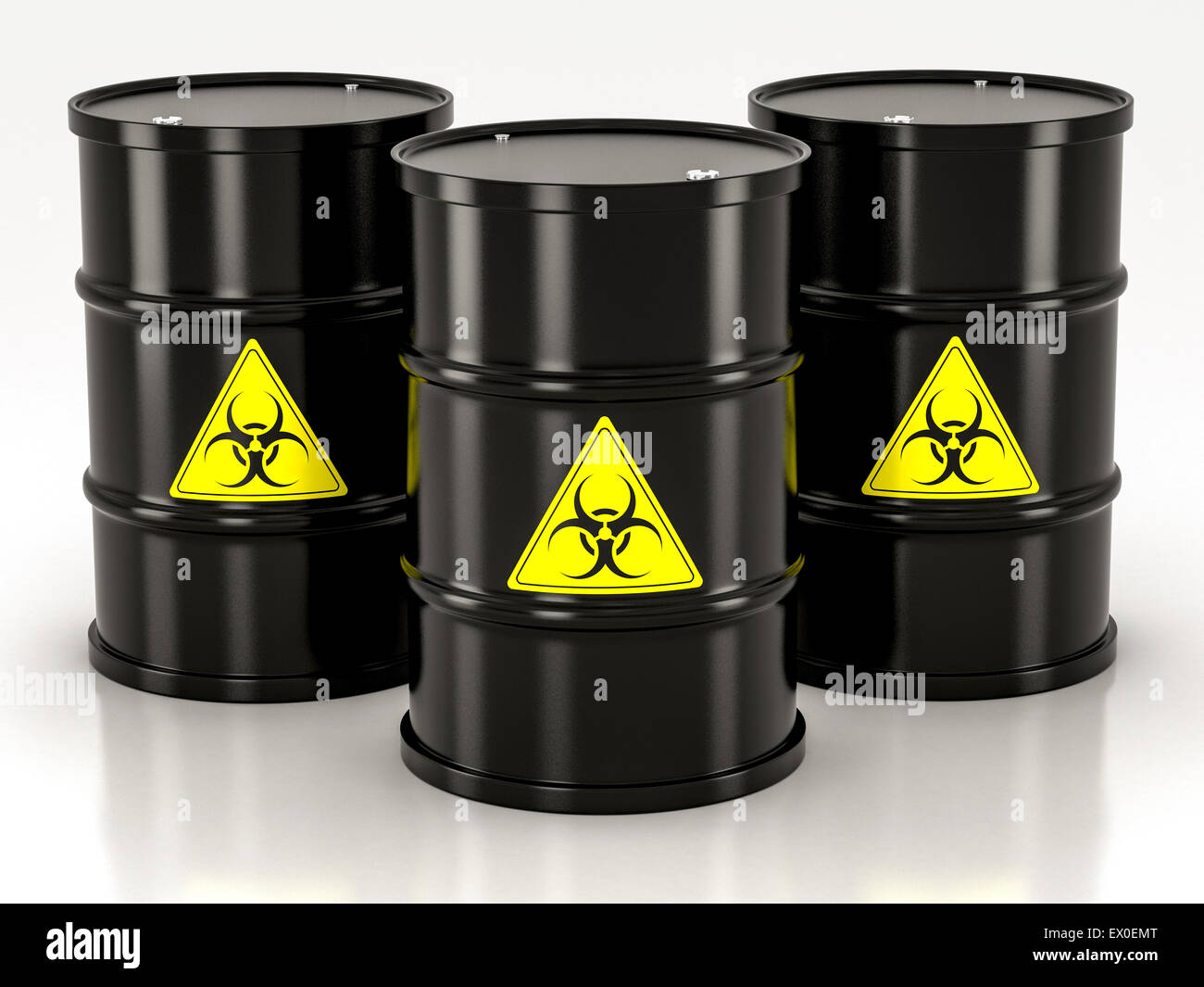black biohazard barrel on a white background Stock Photo
