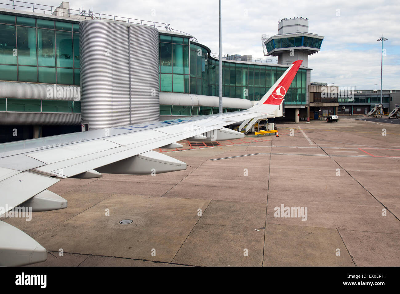 Turkish Airlines Airbus A321 prepares for pushback at Manchester airport. Stock Photo