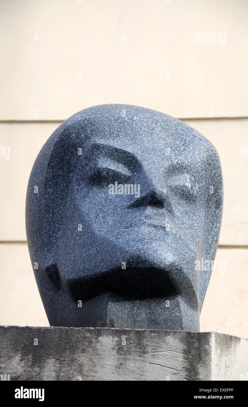Sculpture in Riga of Latvian artist Uga Skulme by Lea Davidova-Medene Stock Photo
