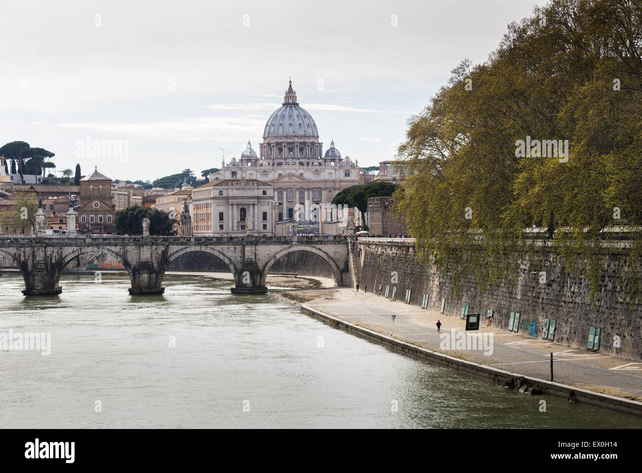 St. Peter's Basilica and the Tiber River Stock Photo Alamy