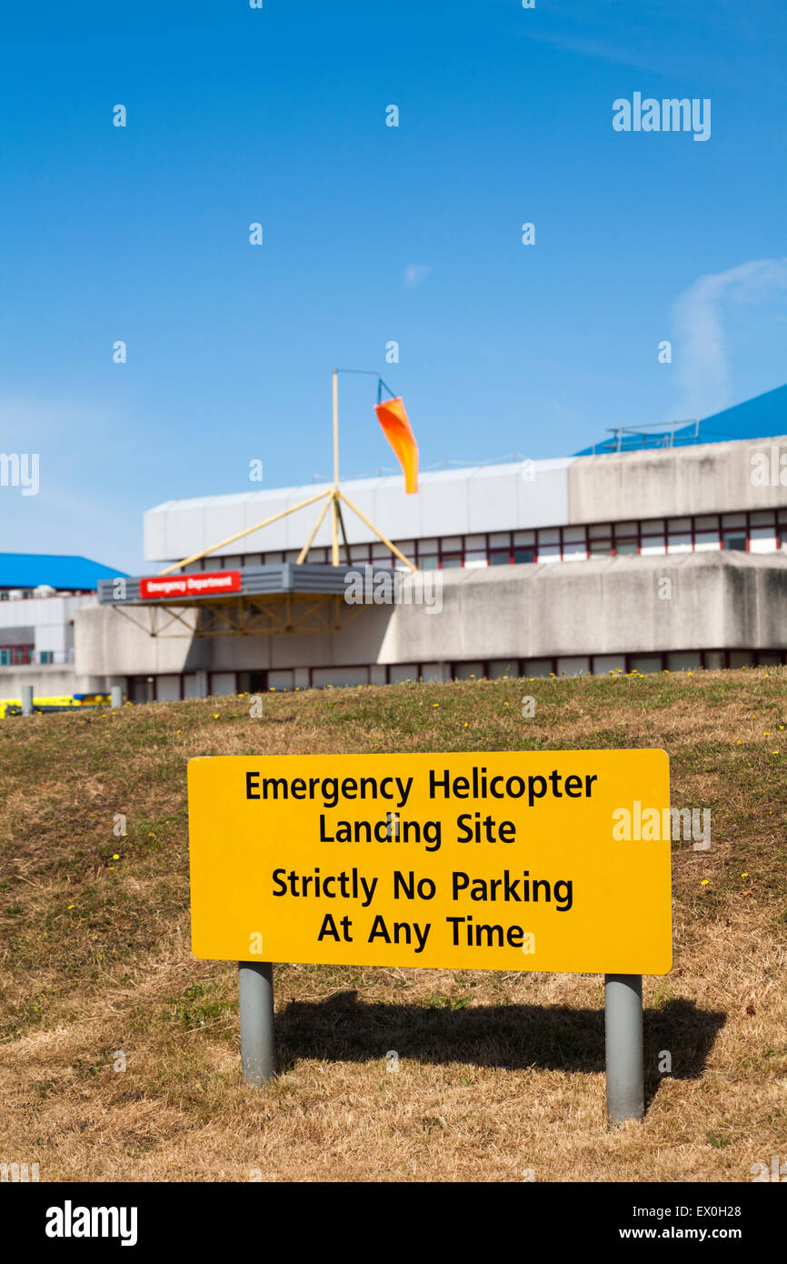 Emergency Helicopter Landing Site sign outside The Royal Bournemouth Hospital, Bournemouth Stock Photo