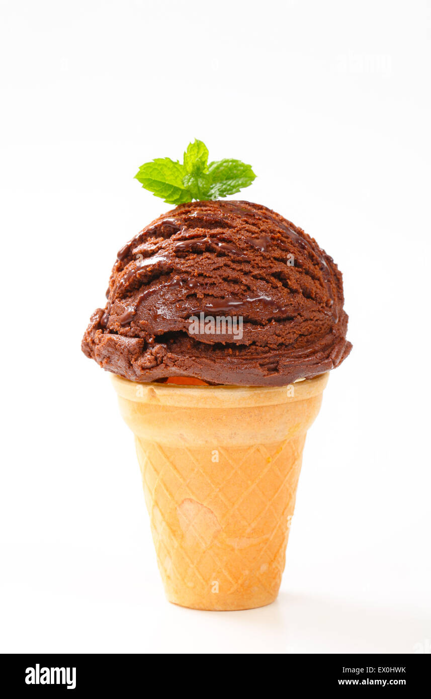 Chocolate ice cream cone - studio shot Stock Photo