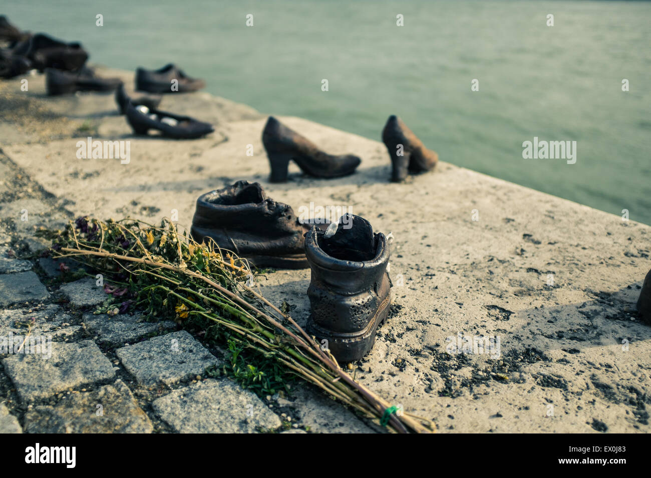 Shoes on the Danube Bank in Budapest Stock Photo