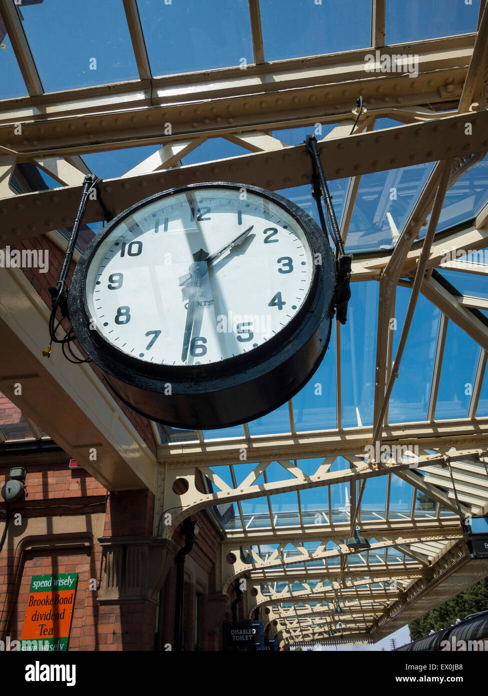 vintage station platform clock ,at the Great Central Railway
