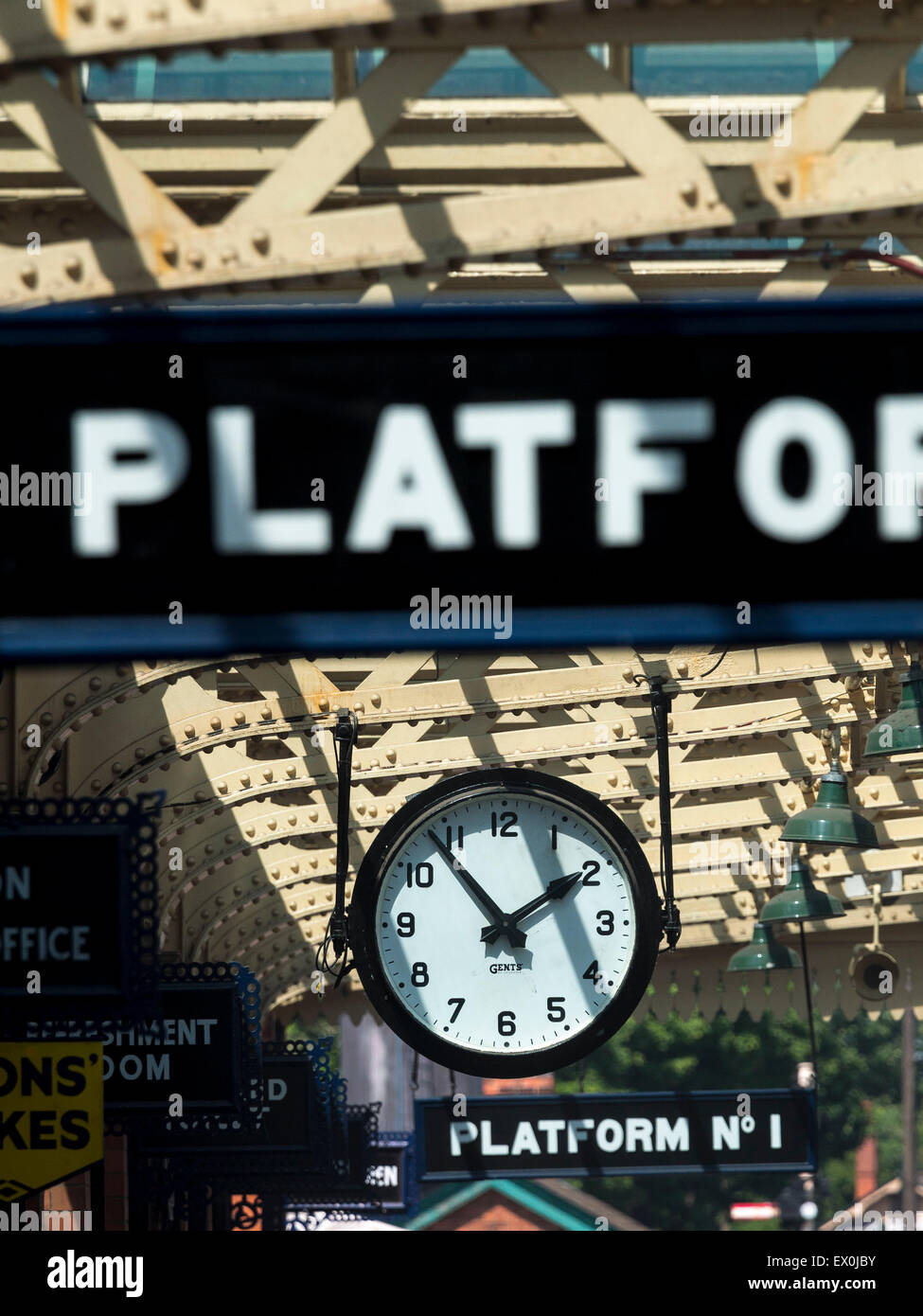 vintage station platform clock ,at the Great Central Railway