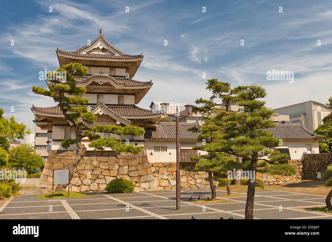 Kitanomaru Tsukimi Yagura (Moon viewing) Turret (circa 1676) of Takamatsu castle, Shikoku Island, Japan Stock Photo