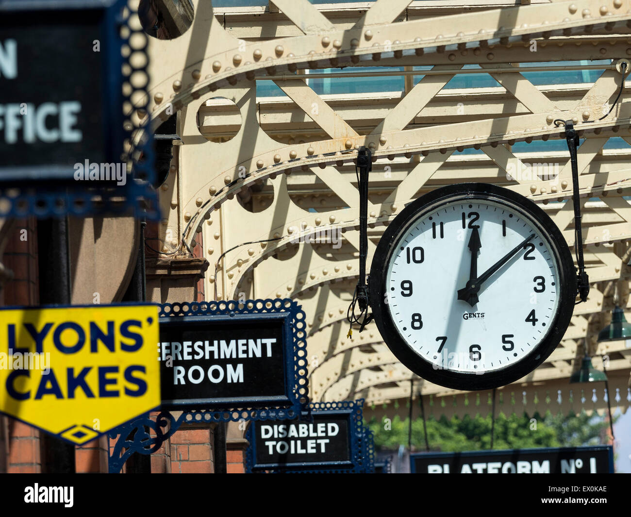 vintage station platform clock ,at the Great Central Railway