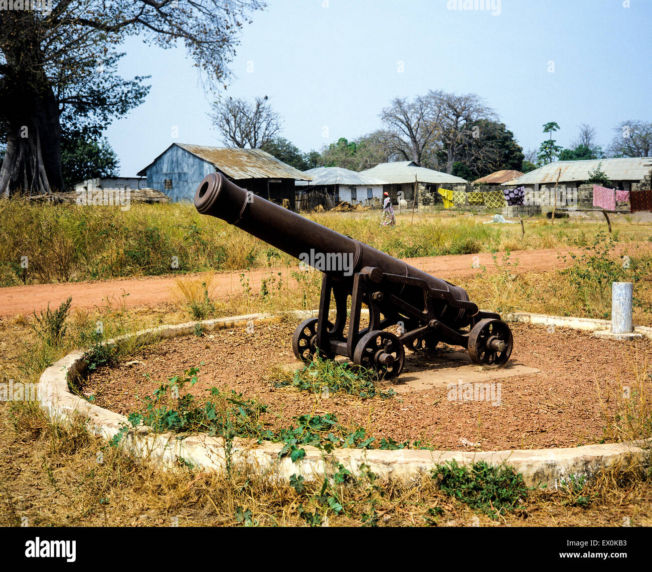 Ancient cannon, artillery gun; Juffureh village, Gambia, West Africa Stock Photo