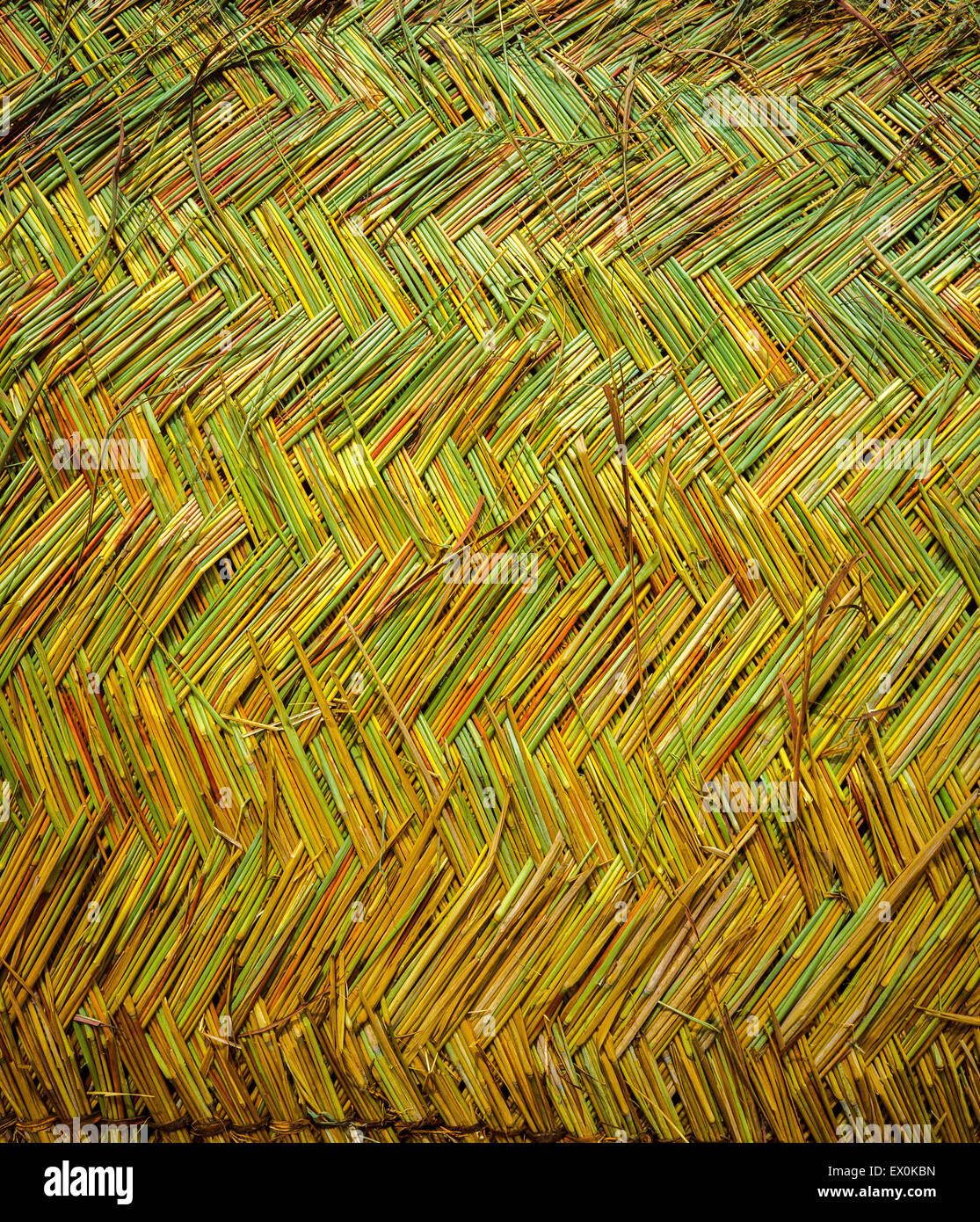 Detail of woven reed screen, Juffureh village, Gambia, West Africa Stock Photo