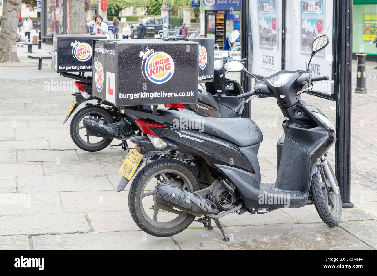 Burger king delivery bikes hi-res stock photography and images - Alamy