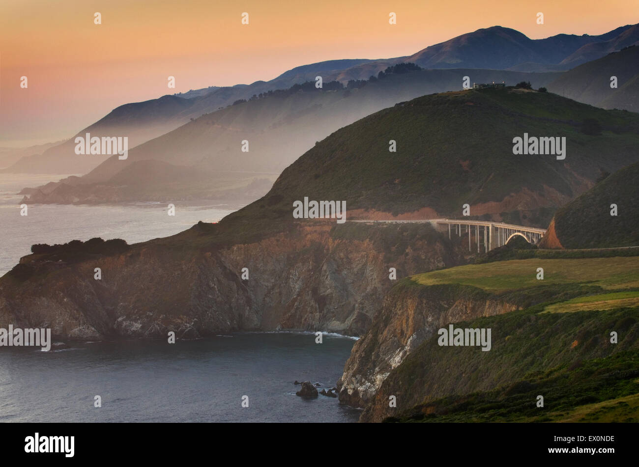 Classic view of the rugged coastal headlands of Big Sur California Stock Photo