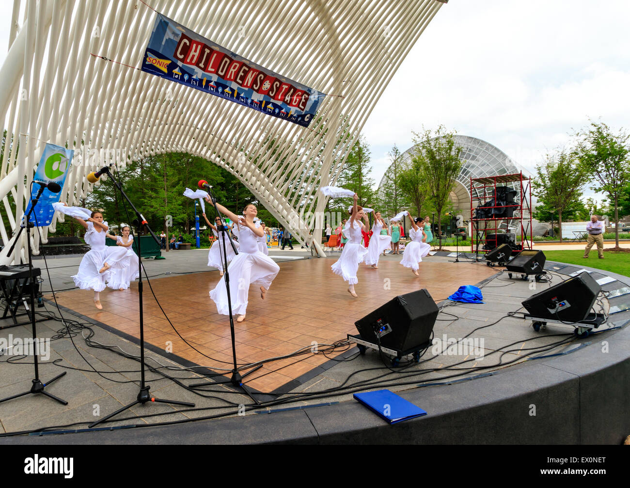 Youthful dancers perform during an arts festival in downtown Oklahoma