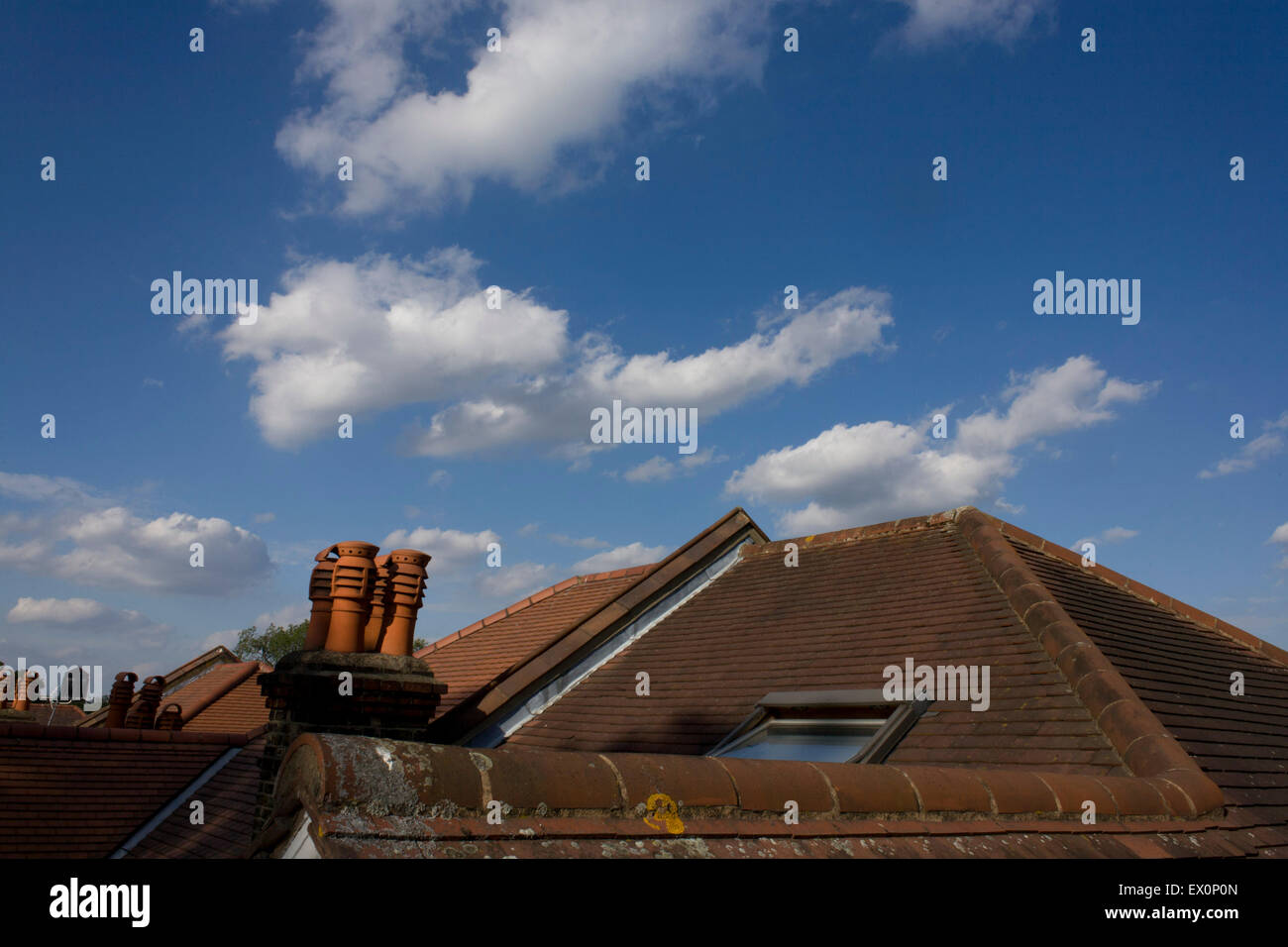 Rooftop view of a suburban Edwardian semi-detached house in south ...