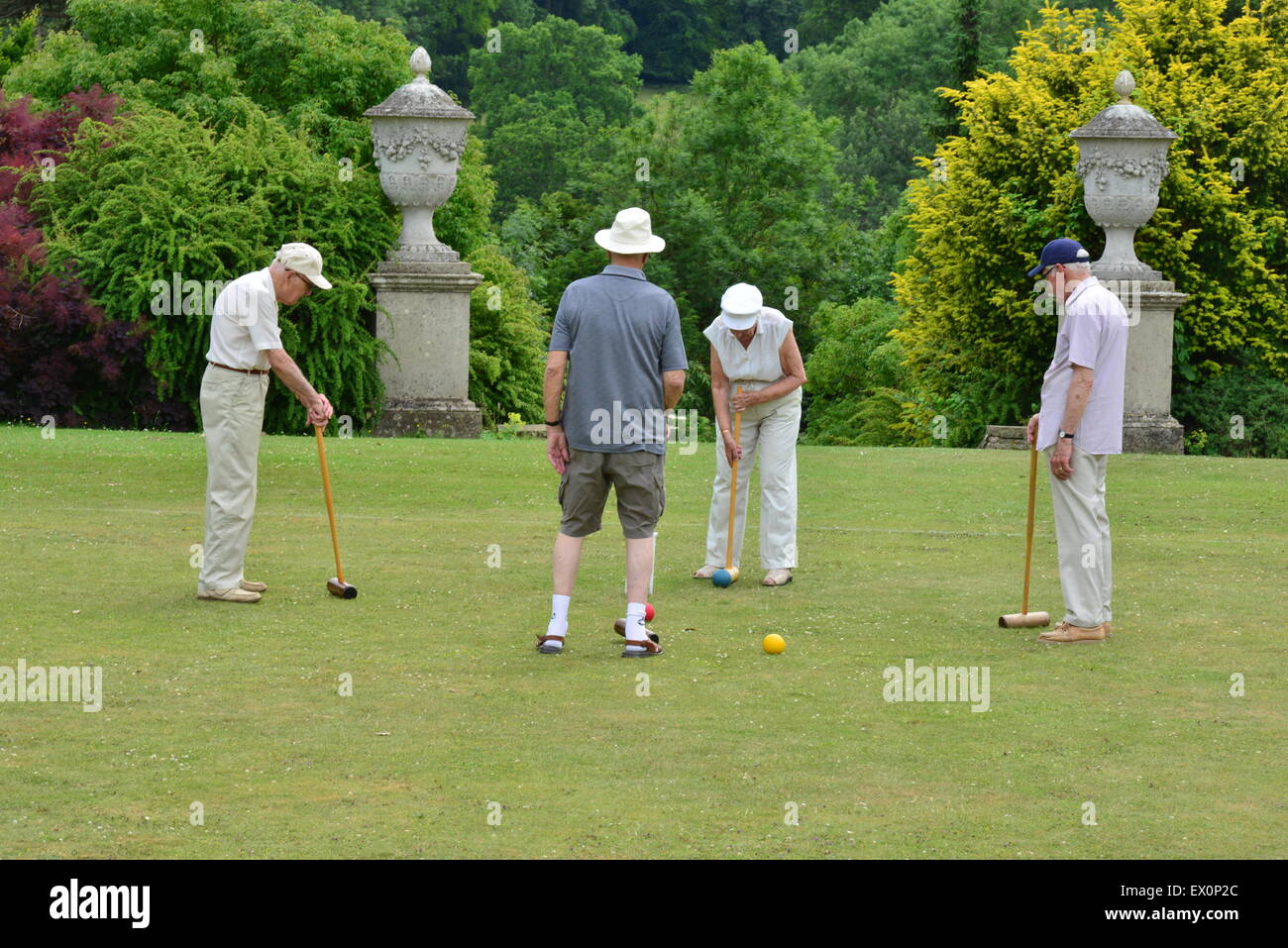 Pensioner's playing Croquet at an English country estate in England Stock Photo