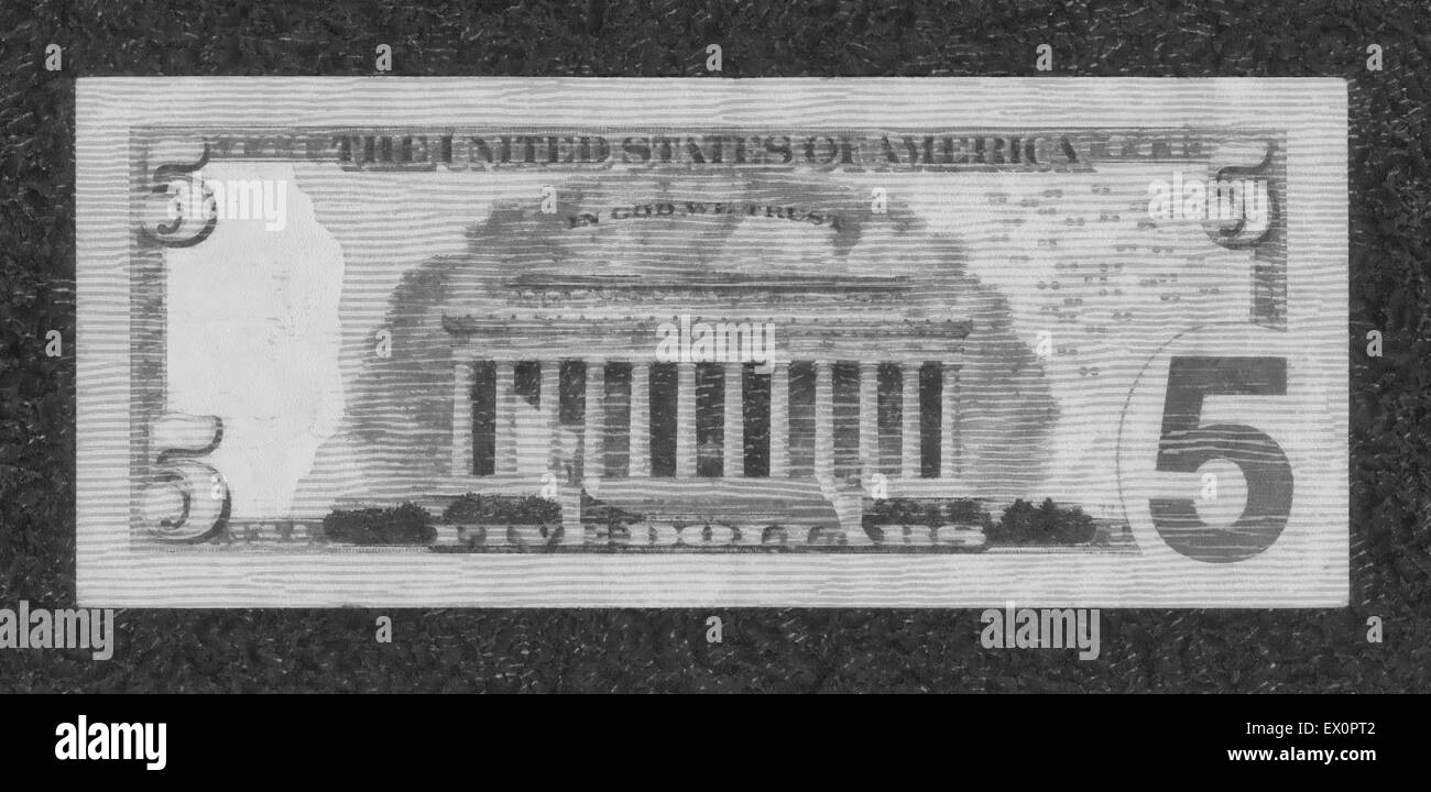 Illustrations Banknote 5 dollars USA,Currency, Stock Photo