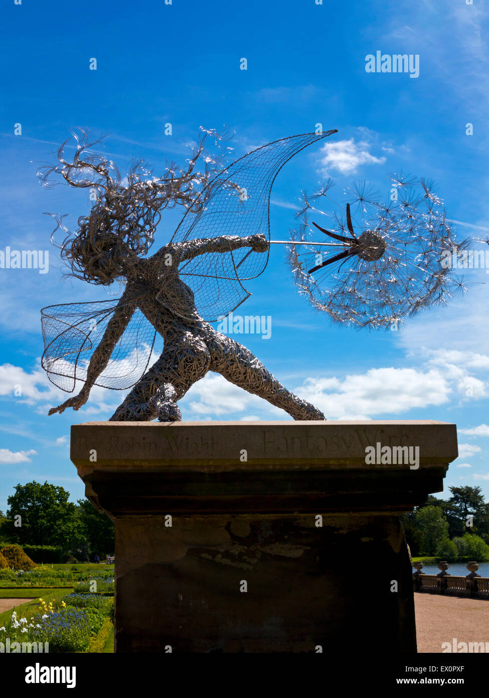 Fairy sculpture by artist Robin Wight in the Italian Garden at Trentham Gardens near Stoke on Trent Staffordshire England UK Stock Photo