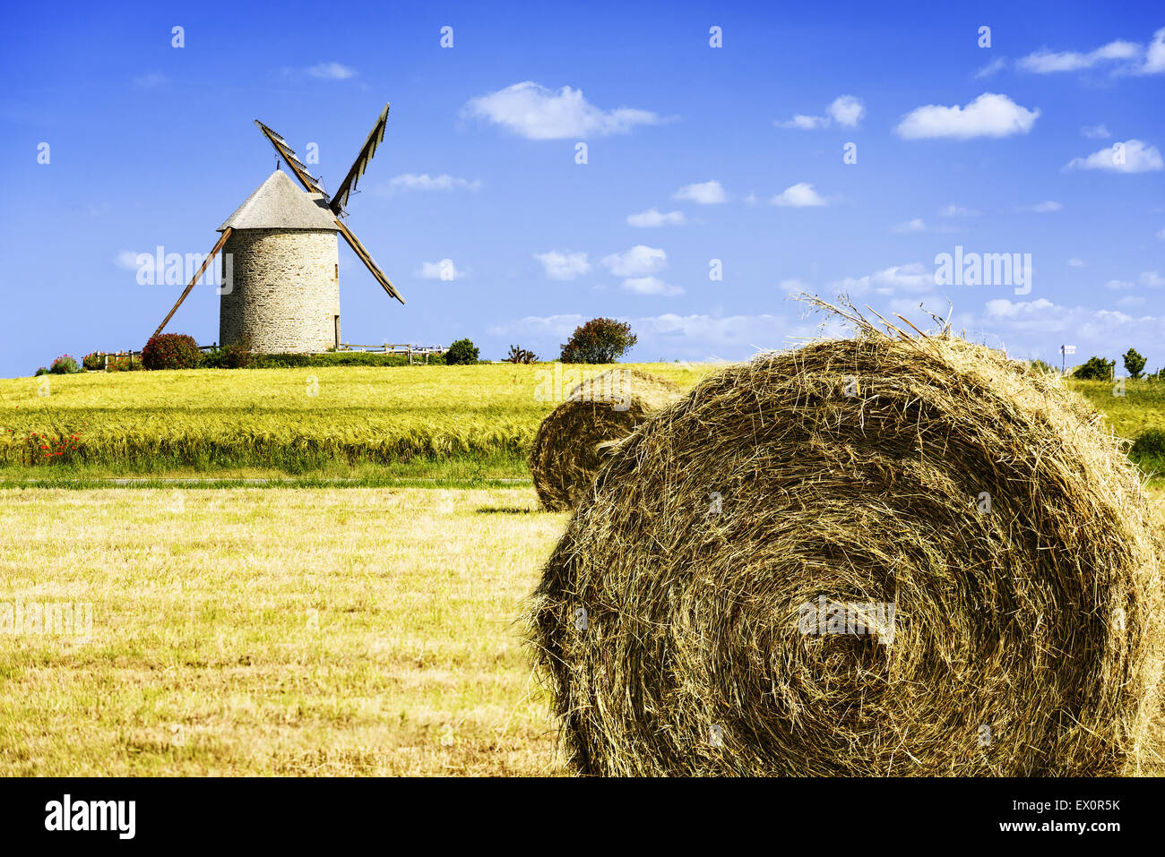 France, the Moidrey windmill in Pontorson in Normandie Stock Photo
