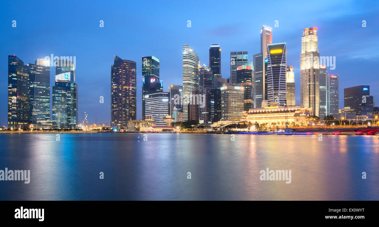 Singapore Night and Cityscape Stock Photo