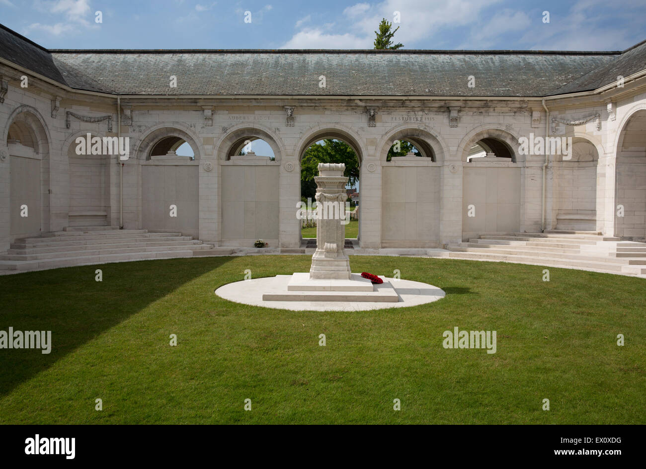 The Le Touret Memorial to the Missing and CWGC Cemetery in France Stock Photo