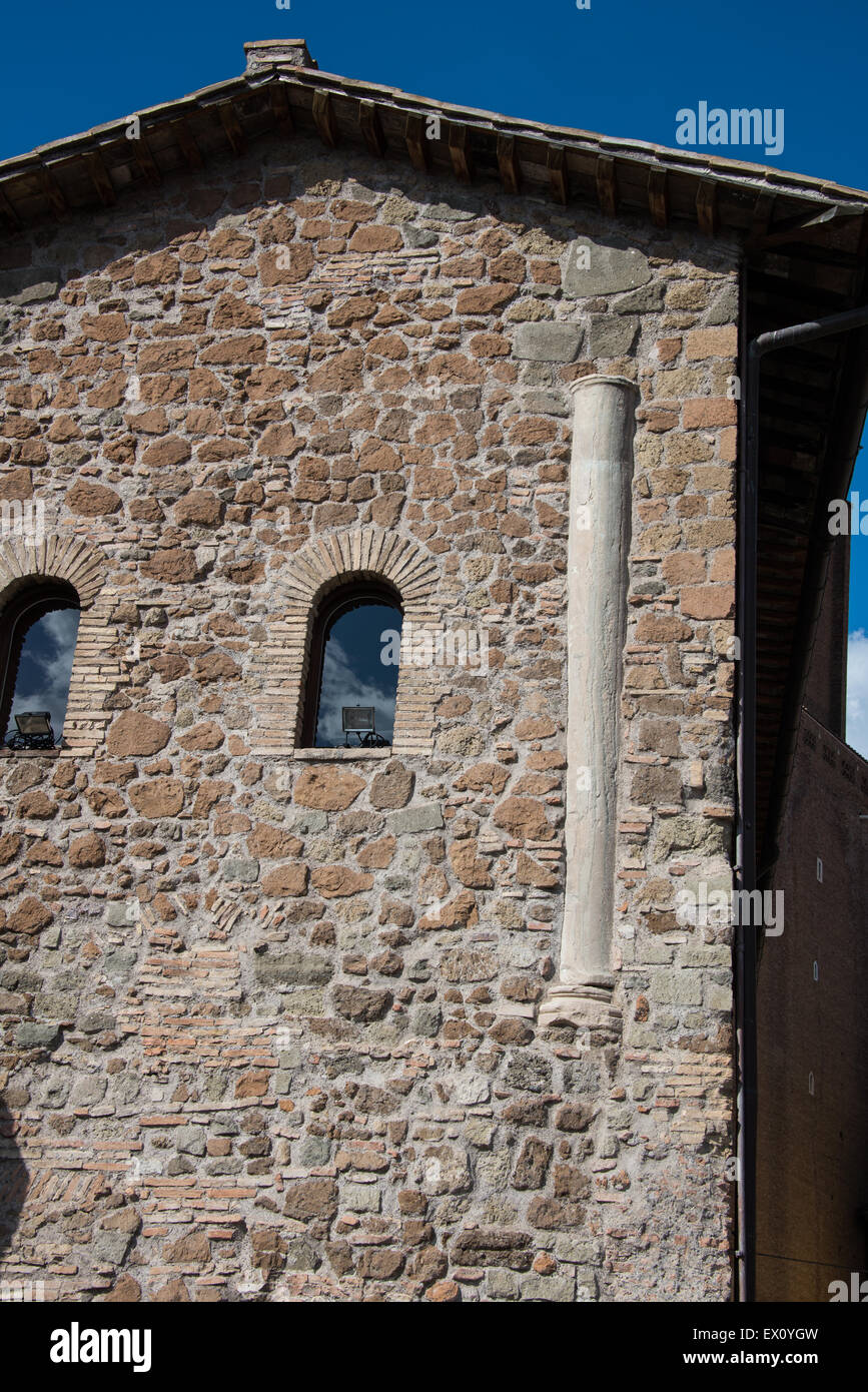 Roman column integrated into a buildings Stock Photo