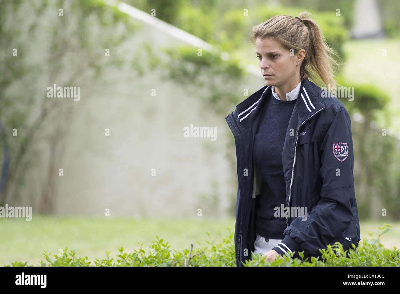 Athina Onassis competes in the Longines Global Champions Tour: Madrid 2015, held at the Campo Villa's Club  Featuring: Athina Onassis Roussel Where: Madrid, Spain When: 02 May 2015 C Stock Photo