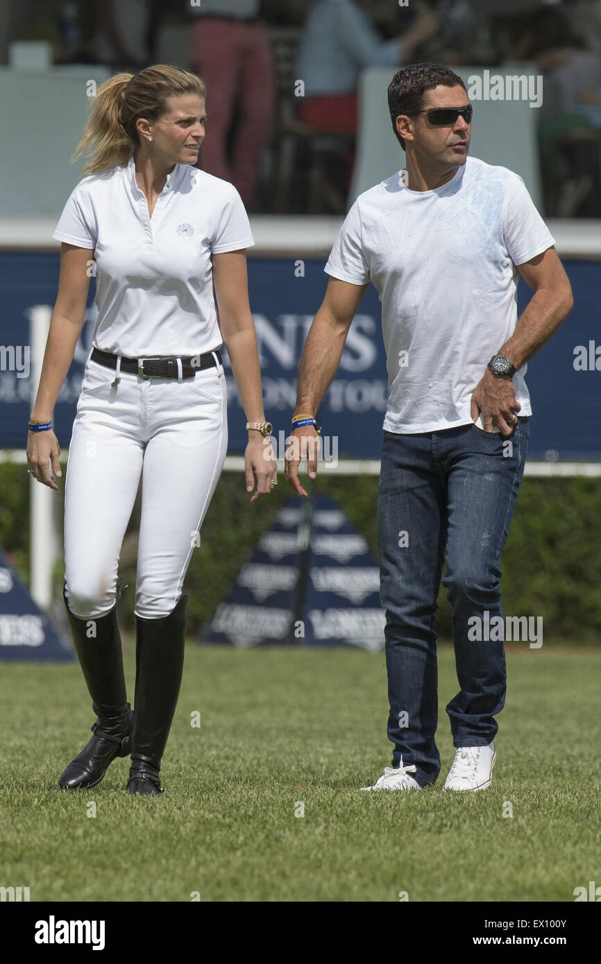 Athina Onassis competes in the Longines Global Champions Tour: Madrid 2015, held at the Campo Villa's Club  Featuring: Athina Onassis Roussel, Álvaro de Miranda Neto Where: Madrid, Spain When: 02 May 2015 C Stock Photo