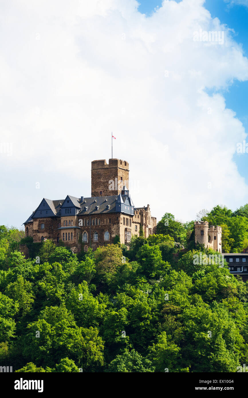 Beautiful Burg Lahneck castle in green forest Stock Photo