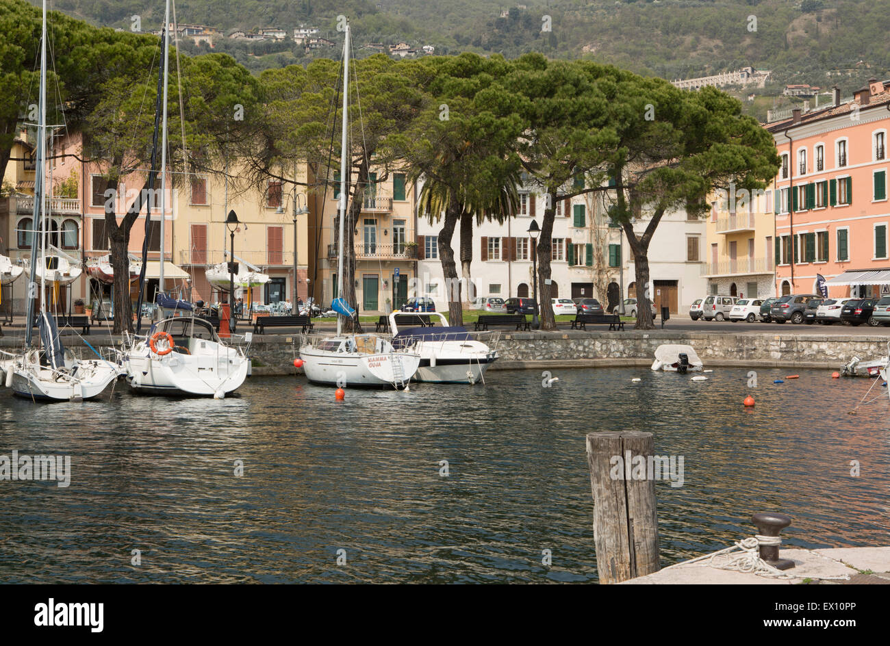 Port of Gargnano,Lago di Garda,Brescia, region Lombardy,Italy Stock Photo