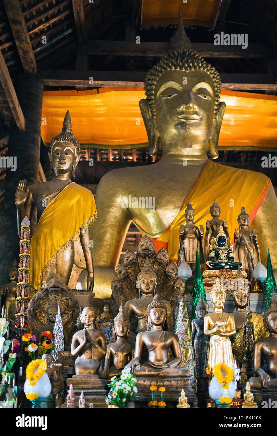 Vat Visounnarath - interior of Buddahs  Luang Prabang. Laos. Stock Photo