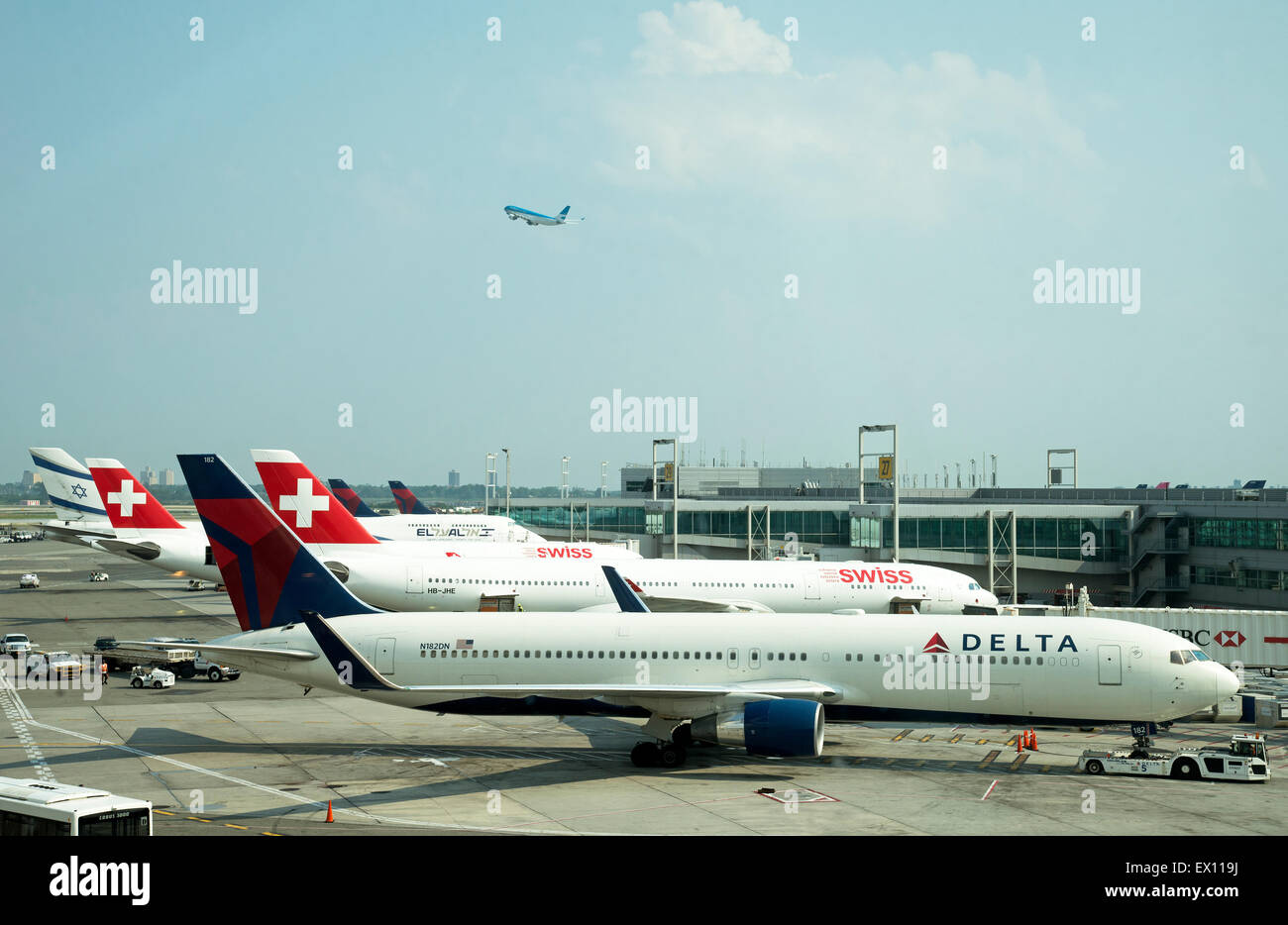 JFK Airport New York USA aircraft handling area and terminal building Stock Photo