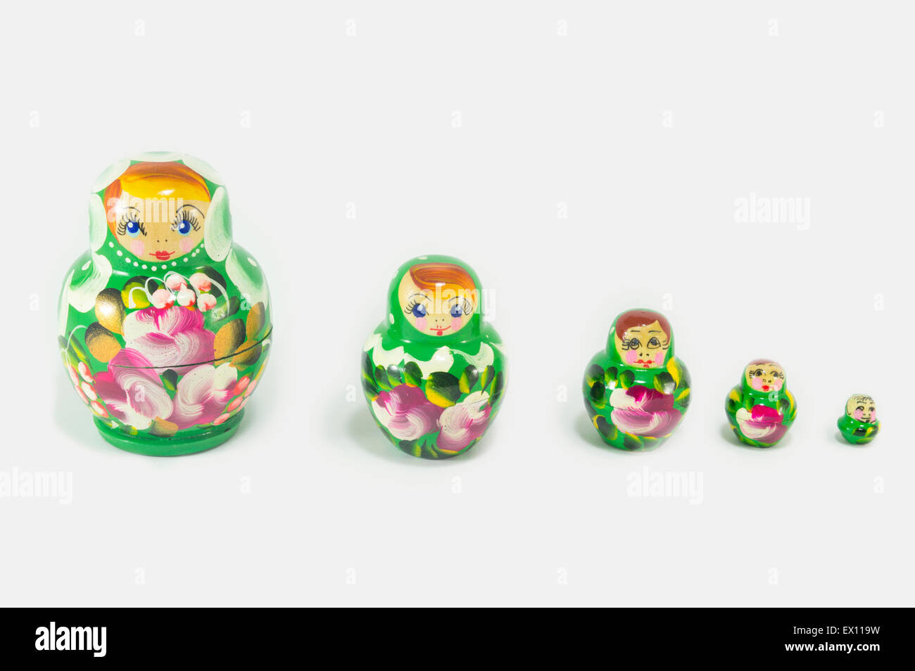 Russian dolls on white background Stock Photo