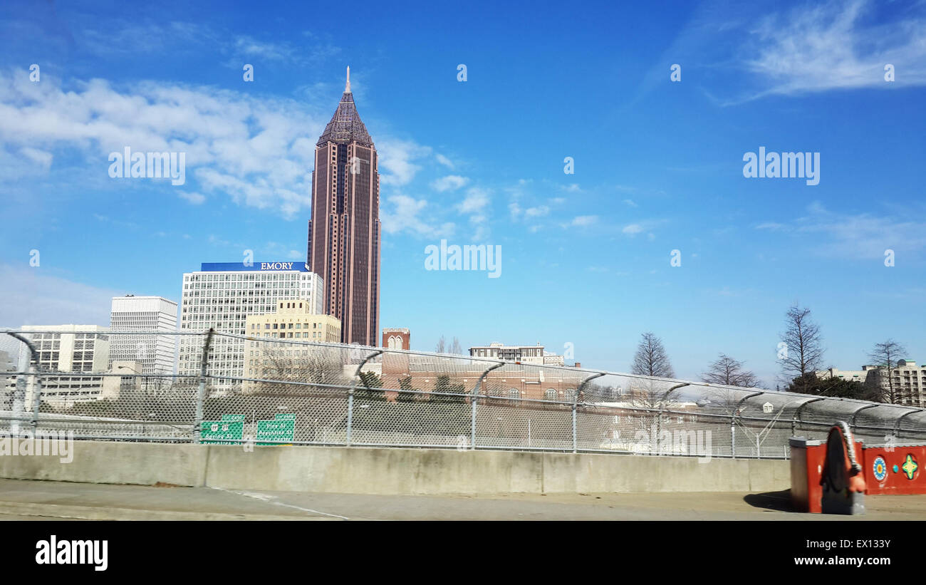 Atlanta Georgia- January 29, 2015 :  View of part of the city of Atlanta showing  The Bank of America Plaza, the tallest buildin Stock Photo