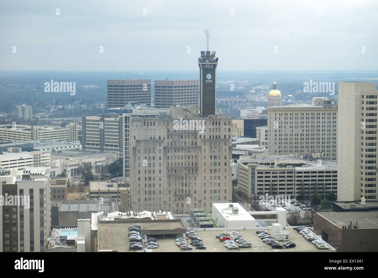 Atlanta Georgia- January 29, 2015 :  View of part of the city of Atlanta showing the AT&T Tower and State Capitol,  January 29, Stock Photo