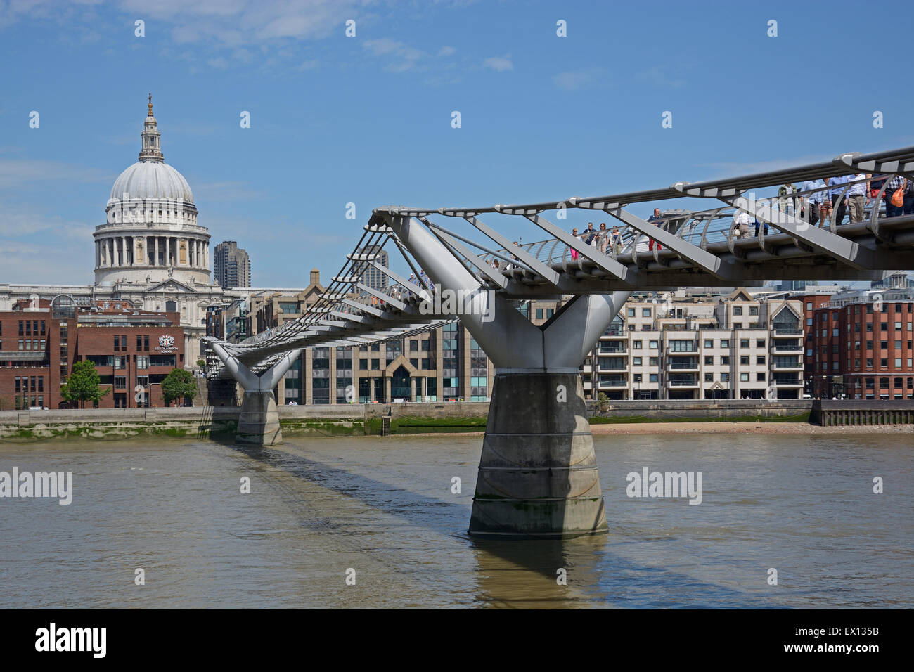 Millennium Bridge, & St Paul's, London. England. Stock Photo