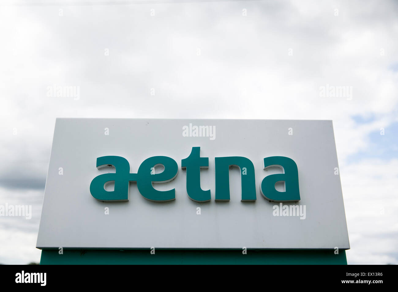 A logo sign outside of a facility occupied by Aetna, Inc., in Blue Bell
