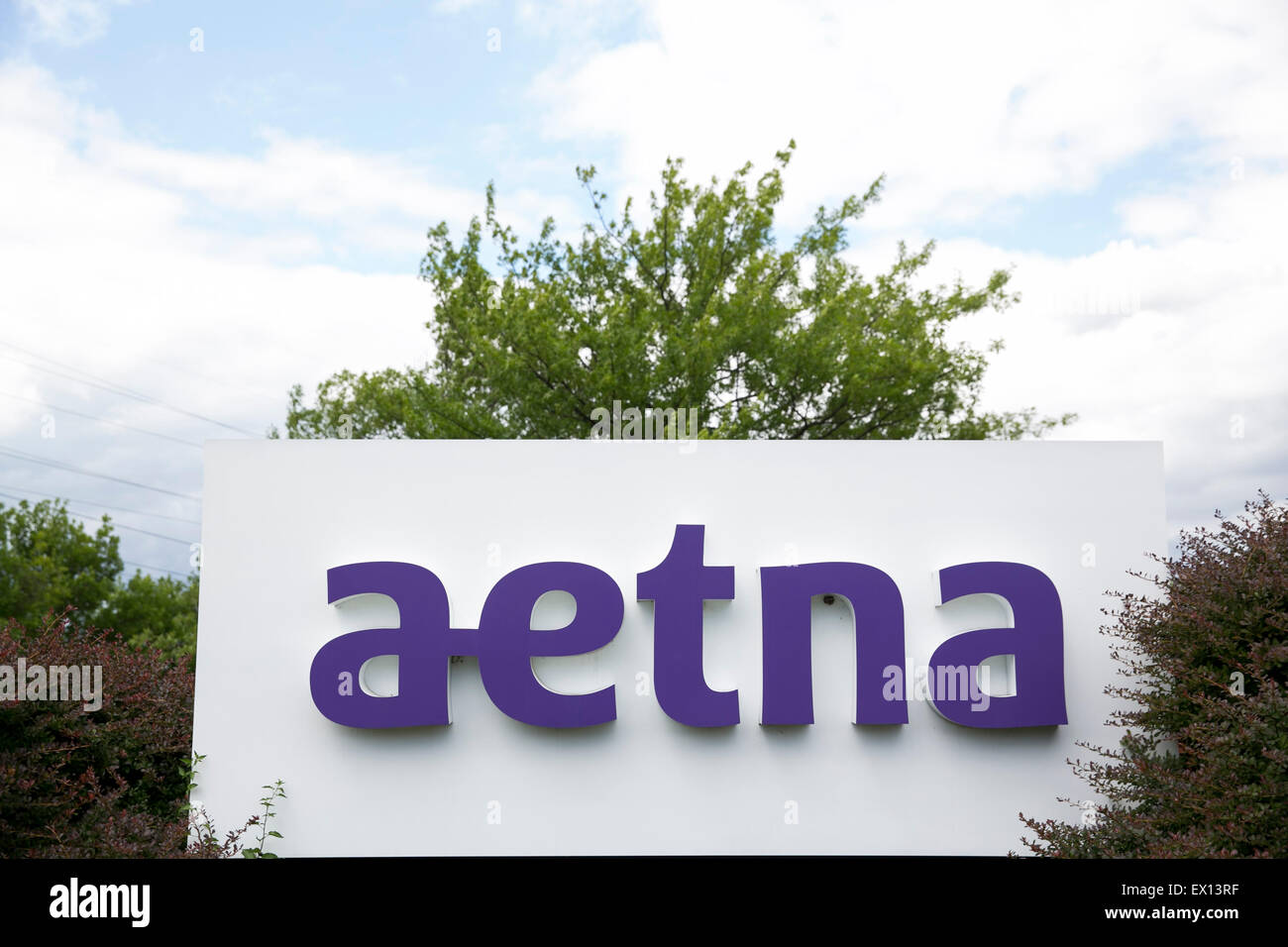 A logo sign outside of a facility occupied by Aetna, Inc., in Blue Bell
