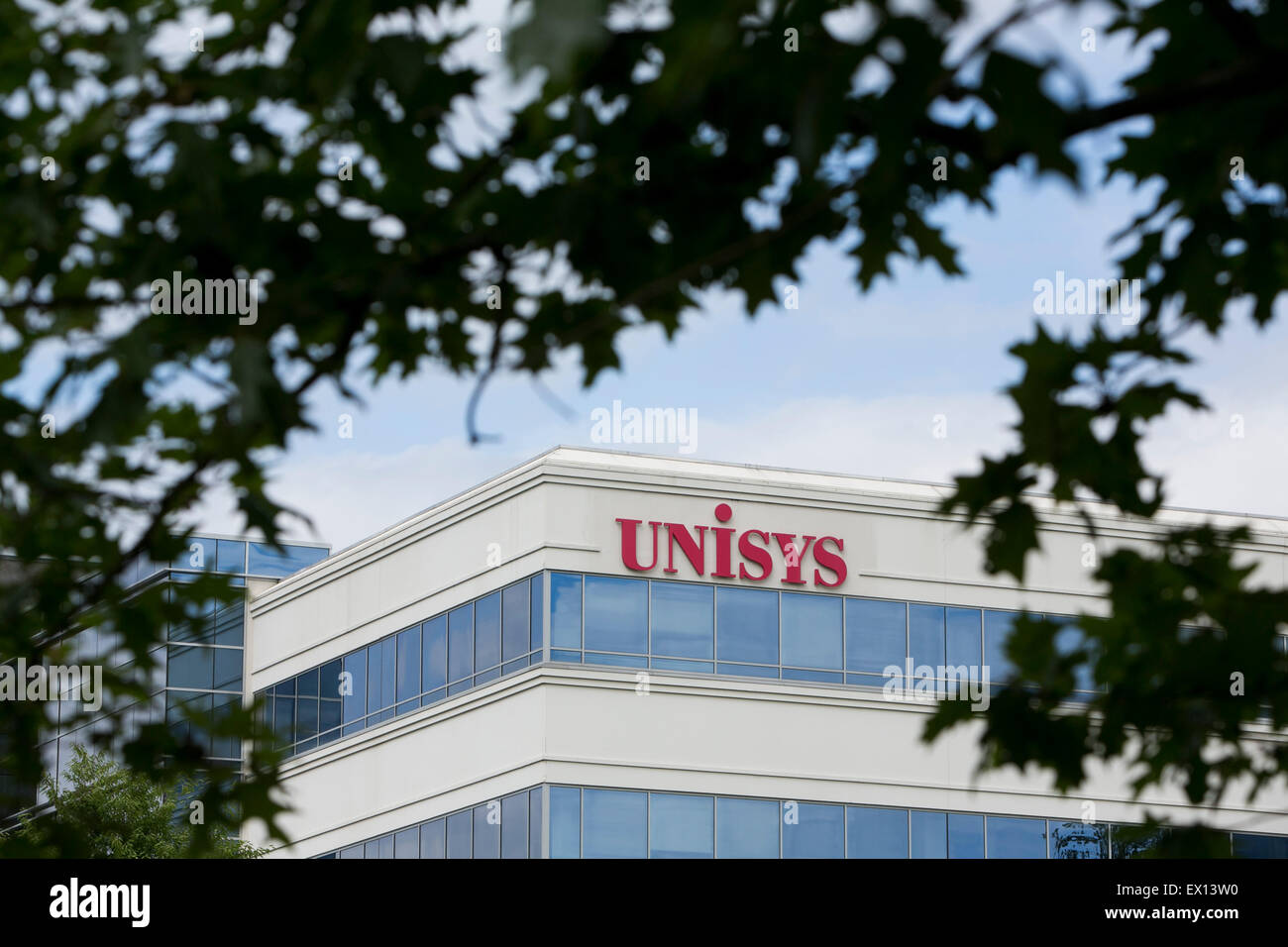 Logo sign outside headquarters unisys hires stock photography and