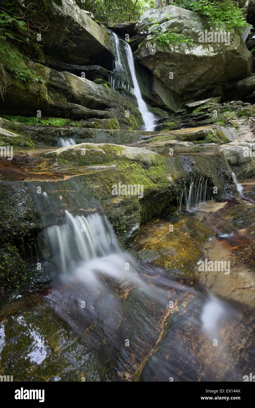 Hidden Falls at hanging Rock State Park in Danbury, North Carolina. Scenic waterfall Stock Photo